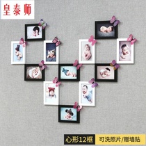 Combination photo frame integrated wall heart-shaped photo wall decoration childrens bedroom background wall no hole washing Photo phase