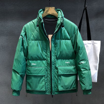 High-end counter shop Texture forest green winter light down jacket mens fashion brand short jacket Mens jacket cotton coat