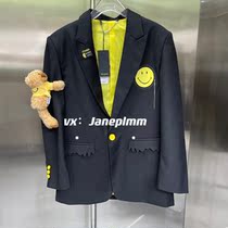  13DE MAR * O smiley face joint super limited series smile letter embroidery arm bear suit Qi Wei same style