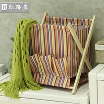 Prismatic Clothing Basket Art Basket toilet accommodating shelf Dirty Book Newspaper Solid Wood Retro Display Rack Press Shelf