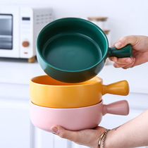 Cutlery with a Blister Bowl Ceramic Baking Bowl Dorm Room With Student Handle Bowl Baking Home Fruit Macko Salad Bowl