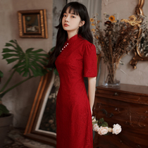 Toast dress Bride cheongsam can usually wear a red dress in summer Small engagement return thank you dinner dress