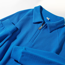 A high level sense long sleeve undershirt weighs in waffg fabric Klein blue loose polo shirt male and female