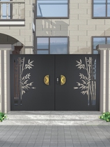 Custom iron gate rural courtyard door garden fence door Villa yard door double Open custom stainless steel electric door