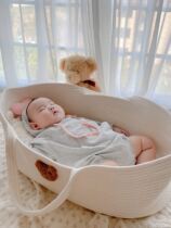 INS cotton rope weaving baby handbaby lap basket portable newborn sleeping baby out of small cradle bed handbag basket