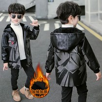 Boy fur coat 2021 new autumn winter plus velvet thick 12 year old boy jacket tide