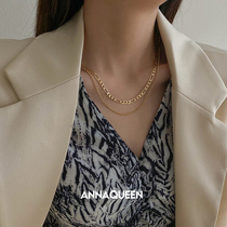 annaqueen original necklace womens summer light luxury niche sterling silver 2021 new womens double layer gold clavicle chain