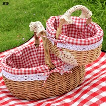 Rattan basket portable Japanese shopping egg basket basket storage basket shopping basket small bamboo basket gift basket picnic fruit basket
