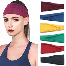 European and American sports sweat absorption with female yoga black hair with pure color elastic fitness head with running mens wide side headscarf
