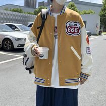 New woolen street baseball uniforms spring and autumn men and women loose Joker retro couple jacket jacket fashion top