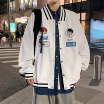vintage Baseball Coats Men Spring and Autumn High Street Korean Hong Kong Wind Loose ins Trend Joker Casual Jacket