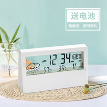 Modern simple multifunctional electronic clock desktop clock student digital bedroom clock clock transparent small alarm clock