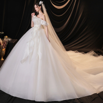 Main wedding dress 2021 new forest bride wedding palace style simple atmosphere super fairy luxury dream temperament trailing