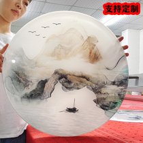 Customized tempered art glass screen light luxury simple style background wall porch round partition European decorative painting
