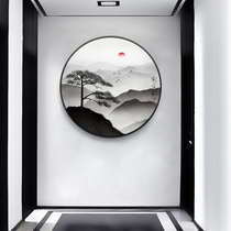 Circular curved hanging painting background wall art glass tempered custom aluminum alloy frame light luxury simple style porch