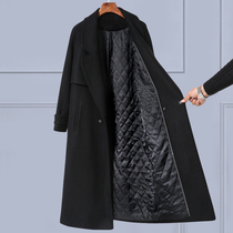 Black woolen coat women Spring and Autumn long 2021 new winter small man thick cashmere woolen coat tide