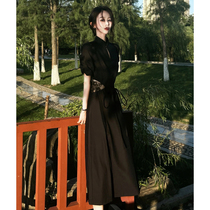 Improved Qipao Dress Dress Dress Woman 2022 Spring Summer New Black Sister Wind cashies with small crowdsourced design Sensation Skirts