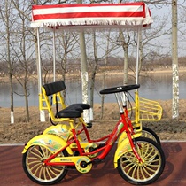 New four-wheeled double bicycle for two people to ride can sit and lie down parent-child sightseeing scenic area rental double-row multiplayer car