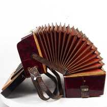 Last century European antique old objects old western keyboard instrument accordion 25 keys 32 bass 8
