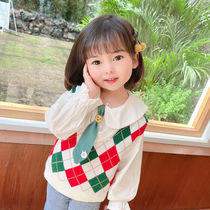 2021 Autumn New Girl little girl girl girl baby spring and autumn suit Korean children three sets 3 foreign gas 4 Tide