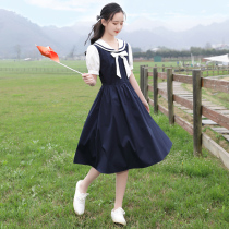 Girls summer clothes 12 female children college style dress Navy style 13 foreign style 14 girls jk uniform skirt 15 years old