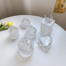 French storage box luxury ins glass light jewelry relief candy jar home desktop ornaments photography props