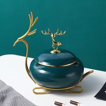 2022 household large ceramic ashtray office living room ornaments creative fawn decoration iron ashtray