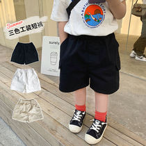 2021 new black overalls swimsuit boys 1 girls baby 3 pants spring and summer boy boy treasure shorts tide