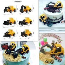 Engineering car cake decoration Childrens birthday cake decoration ornaments 6-piece engineering car scene excavator bulldozer bulldozer