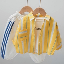 Spring and autumn slim fit 2022 Korean version of childrens clothes autumn clothes boys shirts fashion children lining clothes Yangqi women baby blouses