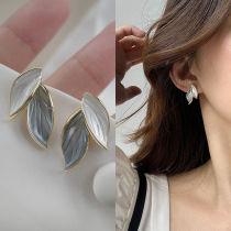 2021 new~earrings forest leaves simple earrings earrings personality silver needle leaf design fairy tide ins