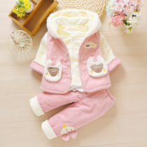 Female baby spring and autumn cotton cotton set 01 a 3-year-old newborn baby thin cotton out clothes 2 thick three-piece set
