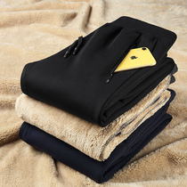 Rich Your Bird Plus Suede Thickened Male Pants Sports Casual Pants Winter Lamb Suede Warm Long Pants Men Outwear Cotton Pants Tide
