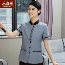 Cleaning work clothes Short-sleeved female PA uniform Hotel hotel rooms property aunt waiter cleaner summer suit