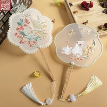 Rabbit fan fan fan fan fan girl ancient female girl Su embroidery ancient embroidery fan shaped fan fan fan summer