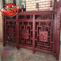 Dongyang wood carving staircase guardrail 11y column handrail Temple railings antique doors and windows TV background wall