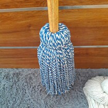 Hotel wooden pole absorbent mop round head property cotton thread Household wooden ground mop Ordinary old-fashioned twist water mop