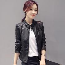 Korean version of short slim spring and autumn puleather small leather motorcycle jacket jacket coat womens short coat womens autumn New