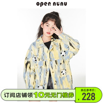 opennunu girls jacket spring and autumn children clothes foreign air trendy nets red fried street denim jacket blouses