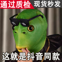 Trembling green head fish headsets mask cute to blame funny sand sculpted fish head freaks Green freaks The fish Man nets Red Halloween