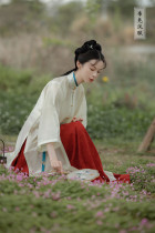 Diyao Hanfu original 2021 summer new Ming Hanfu horse face skirt dark pattern skirt custom white