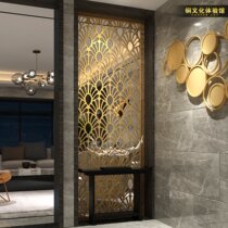 Copper porch partition American screen retro copper decoration background wall living room luxury hollow copper metal grid