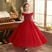 Flower girl wedding little girl dress girl high-end princess dress children puffy gauze host piano performance summer