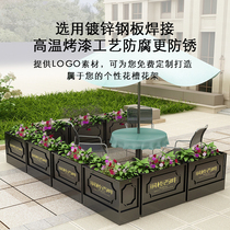 Sales Department square Leisure bar iron flower bed outdoor flower box combination gardening planting flower pot outside fence flower pot