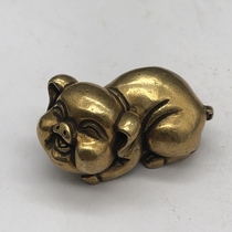Ancient Play Miscellaneous Bronze Ware Solid Copper Pig Pendulum Piece Pendant Duozodiac Pig Tabletop Small Swing Piece Handlebar Piece