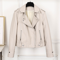 Korean small leather jacket womens spring and autumn 2021 new short slim slim all-match thick leather leather jacket tide