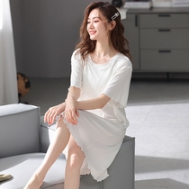Night dress with chest pad female summer modal mid-length super soft sleeveless sweet loose solid color can be worn outside home clothes