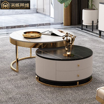 Light luxury Rock Board coffee table TV cabinet combination marble coffee table table living room modern simple round small apartment