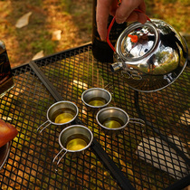 Outdoor 304 stainless steel mini wine glass 4-piece set to send mesh bag portable small water Cup 50ml