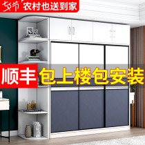 Wardrobe household bedroom sliding door solid wood childrens wardrobe small apartment simple modern rental room with simple wardrobe